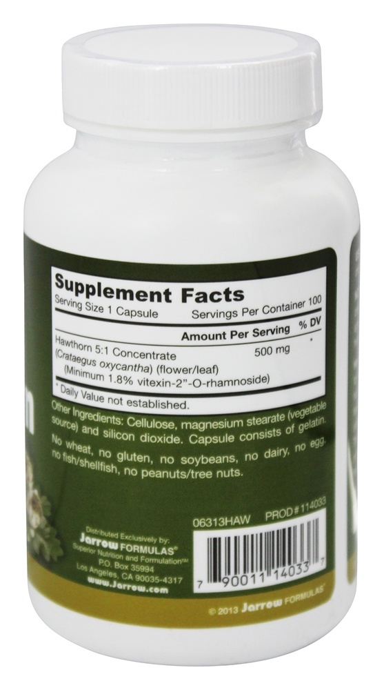 Hawthorn 500 mg. - Cápsulas 100 Jarrow Formulas - Imagem 2