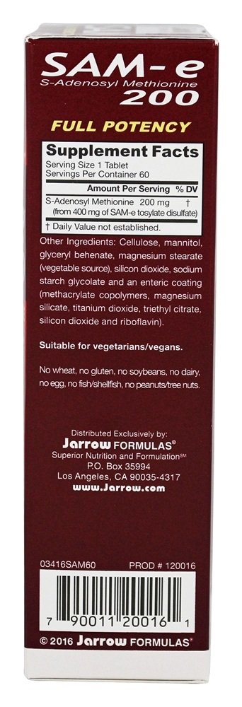 SAM-e 200 - 60 Tablets Jarrow Formulas - Imagem 2