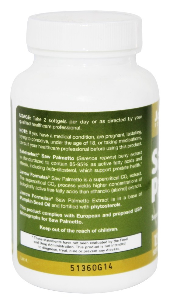 Saw Palmetto 160 mg. - 120 Softgels Jarrow Formulas - Imagem 3