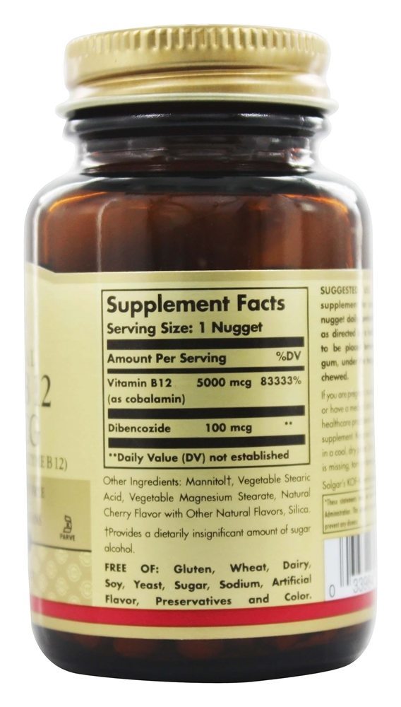 Vitamin B12 Sublingual 5000 mcg. - 60 Pepita (s) Solgar - Imagem 2