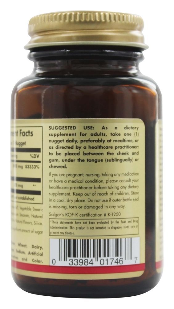 Vitamin B12 Sublingual 5000 mcg. - 60 Pepita (s) Solgar - Imagem 3