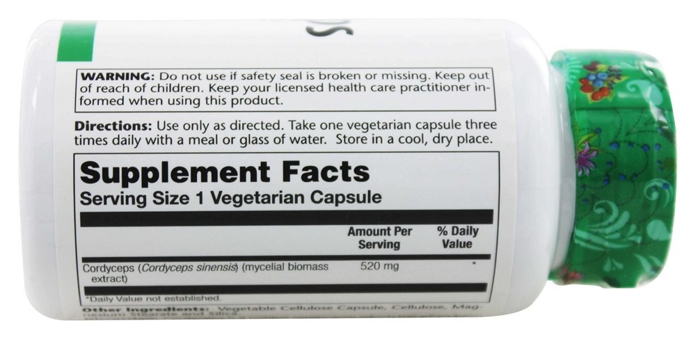 Cordyceps 520 mg. - Cápsulas vegetarianas 100 Solaray - Imagem 2