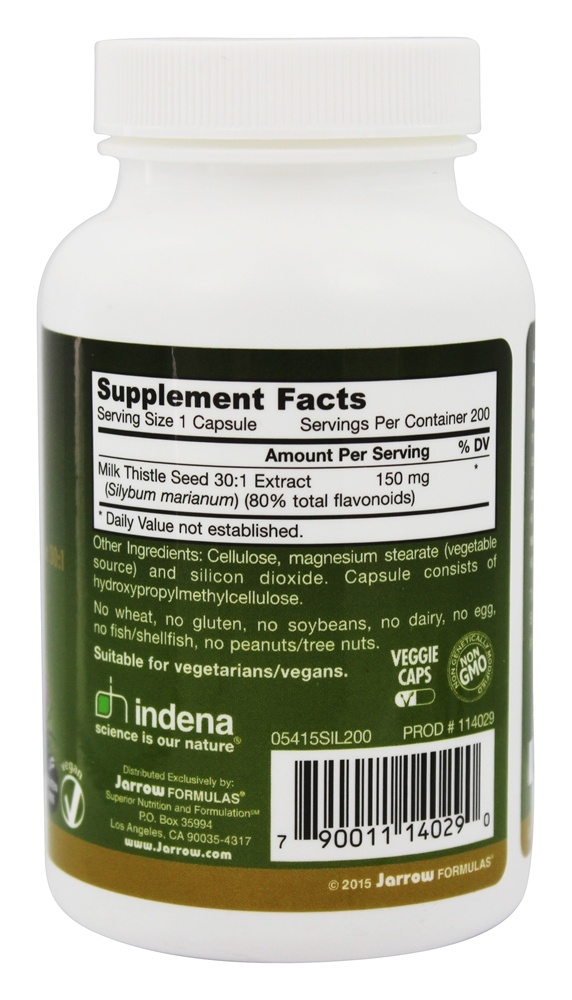 Extrato de Silymarin Padronizado de Cardo de Leite 30 : 1 150 mg. - Cápsulas 200 Jarrow Formulas - Imagem 2