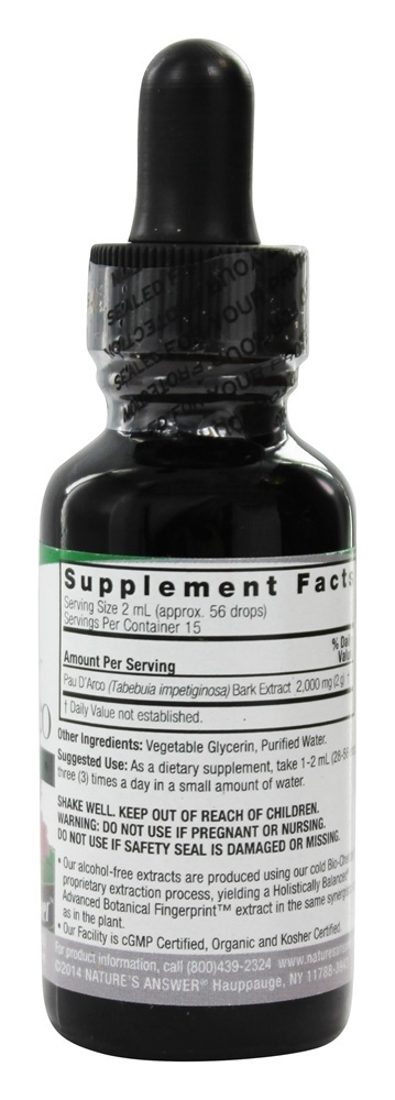 Pau D 'Arco Sem álcool - 1 fl. oz. Nature's Answer - Imagem 2