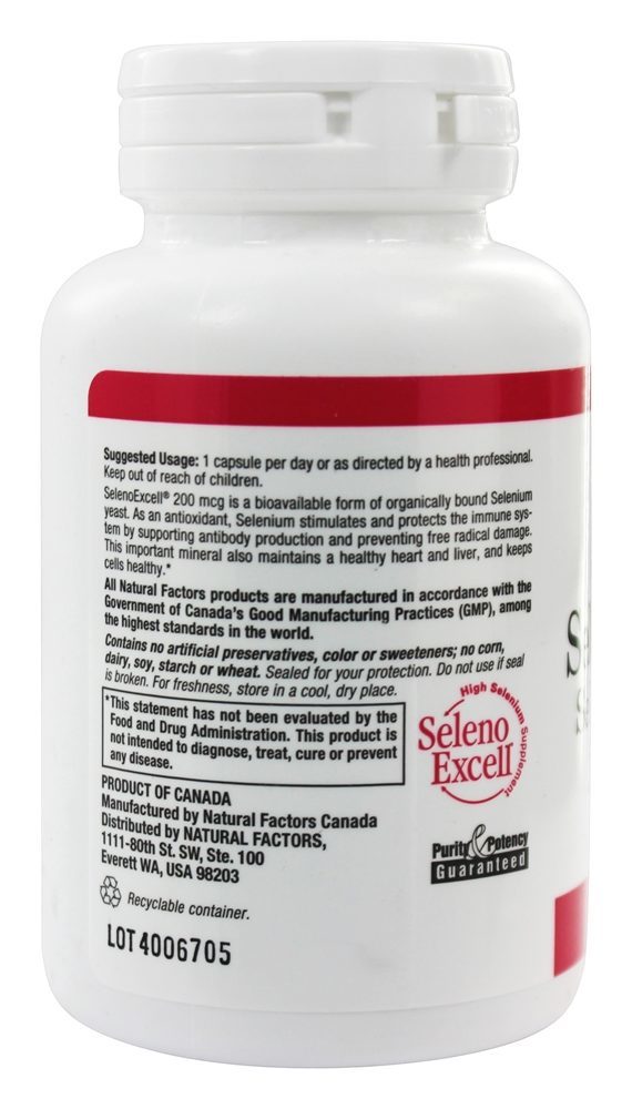 Selenoexcell Selênio Levedura 200 mcg. - Cápsulas 90 Natural Factors - Imagem 3