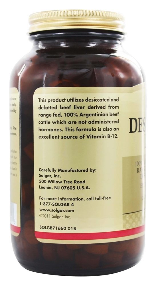 Fígado dessecado - 250 Tablets Solgar - Imagem 4