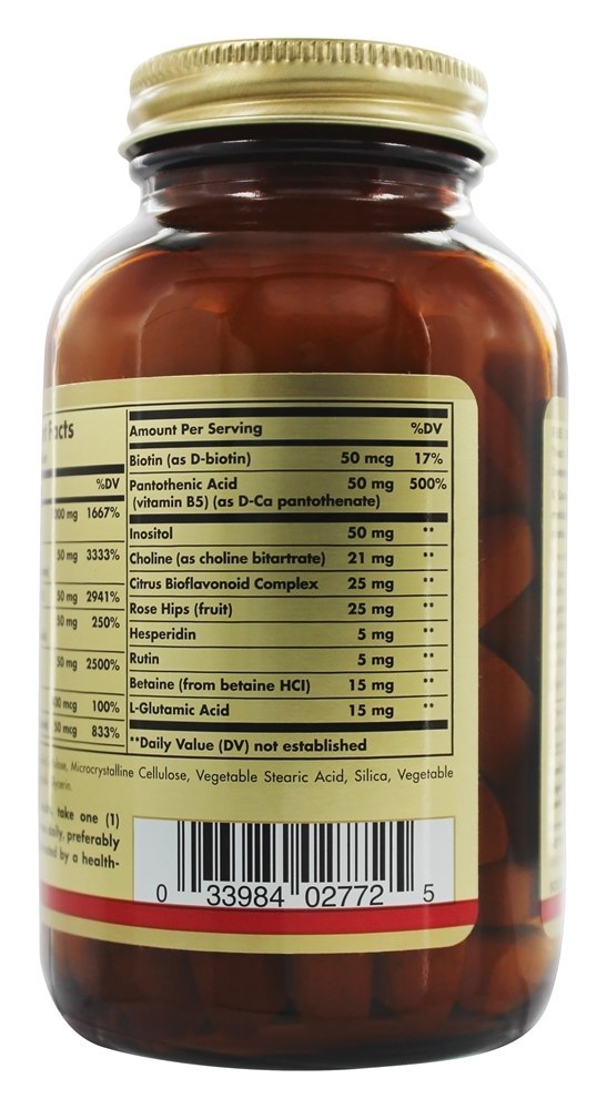 Fórmula de stress complexo Ultimate B + C - 90 Tablets Solgar - Imagem 3