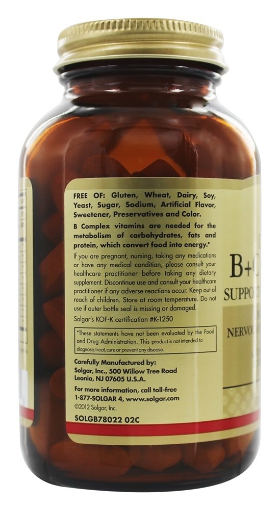 Fórmula de stress complexo Ultimate B + C - 90 Tablets Solgar - Imagem 4