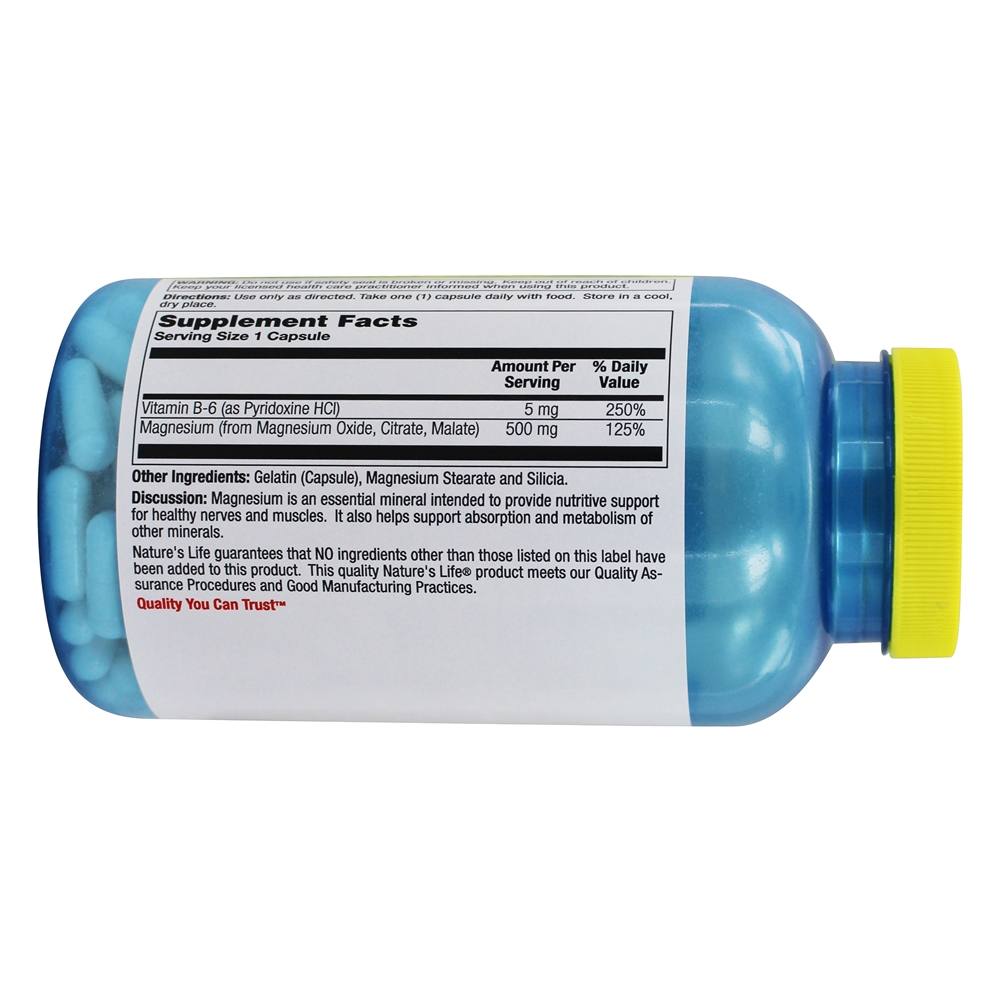 Magnésio 500 mg. - Cápsulas 250 Nature's Life - Imagem 3