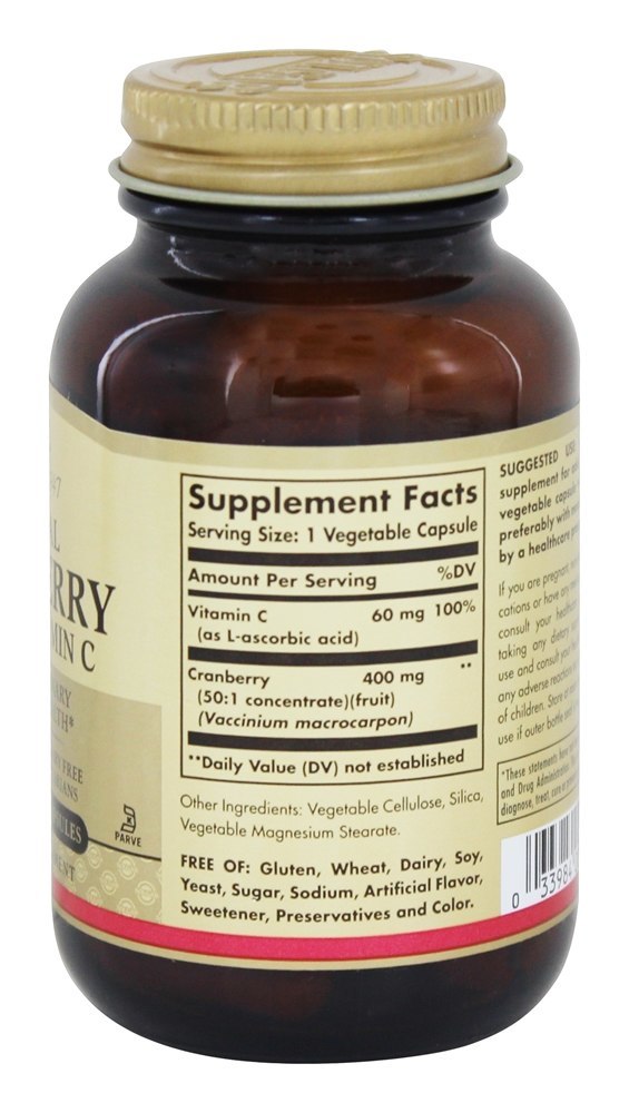 Cranberry Natural Com Vitamina C - Cápsulas vegetarianas 60 Solgar - Imagem 2