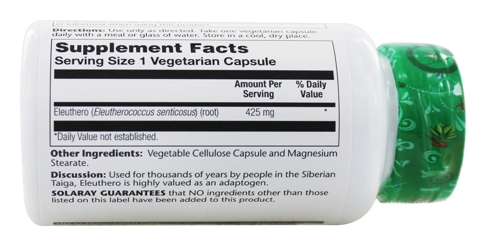 Eleuthero 425 mg. - Cápsulas 100 Solaray - Imagem 2