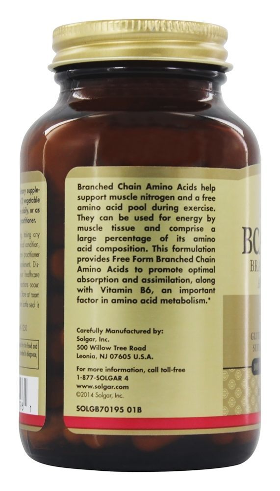 BCAA Plus (Aminos de Cadeia Ramificada) - Cápsulas vegetarianas 100 Solgar - Imagem 4