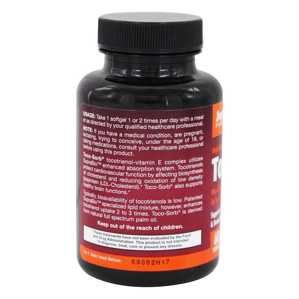 Toco-Sorb Mistura de Tocotrienóis e Vitamina E 60 mg. - 60 Softgels Anteriormente à Toco-Life Jarrow Formulas - Imagem 3