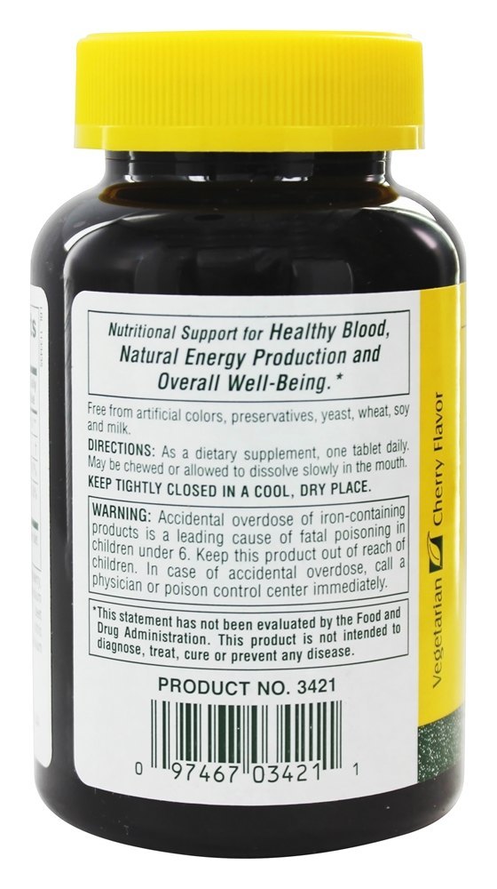 Ferro Mastigável com Vitamina C e Ervas - 90 comprimidos mastigáveis Natures Plus - Imagem 3