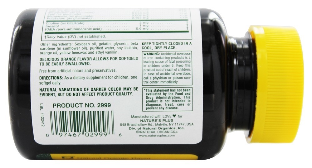 Gelatina Vita-Gels para Crianças Laranja - 180 Softgels Natures Plus - Imagem 3