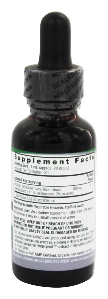 Raiz de Rhodiola sem álcool - 1 fl. oz. Nature's Answer - Imagem 2