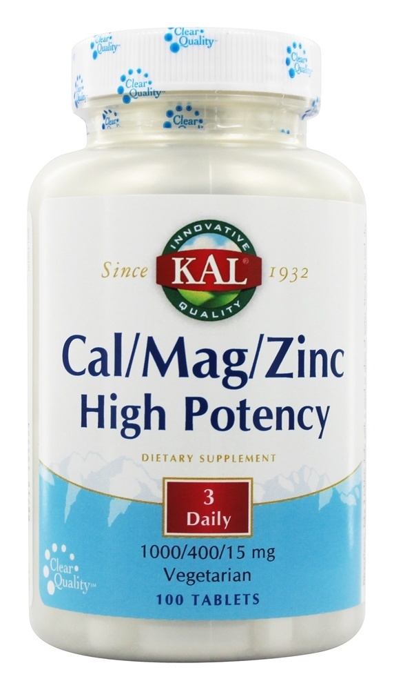 Cal/Mag/Zinco de Alta Potência - 100 Tablets Kal
