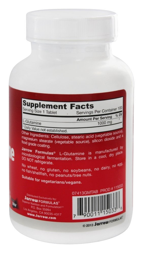 L-Glutamina 1000 mg. - 100 Tablets Jarrow Formulas - Imagem 2