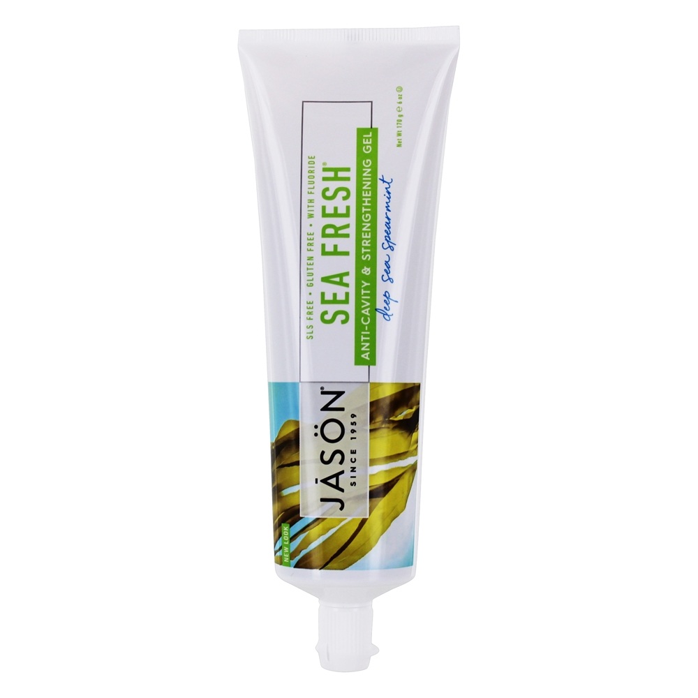 Sea Fresh Anti-Cavidade & Gel De Fortalecimento Com Hortelã Fluoreto Do Mar Profundo - 6 oz. JASON Natural Products - Imagem 2