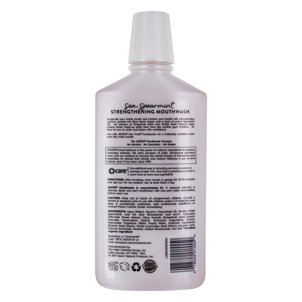 Mar, fresco, fortalecimento, azul verde, algas, mouthwash, mar, spearmint - 16 fl. oz. JASON Natural Products - Imagem 2