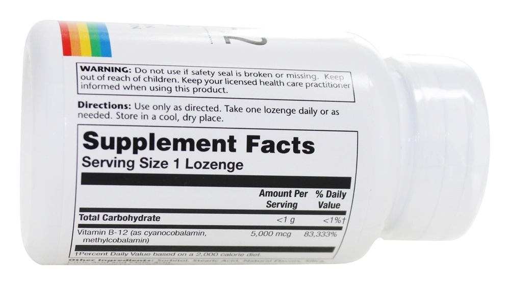 Vitamina B12 5000 mcg. - 30 Pastilhas Solaray - Imagem 3