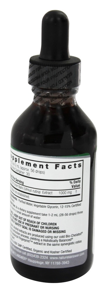 Álcool orgânico da casca interna do olmo escorregadiço - 2 fl. oz. Nature's Answer - Imagem 3