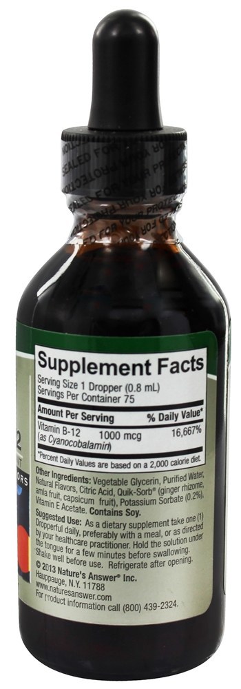 Vitamina B12 Líquida Sabor Natural - 2 fl. oz. Nature's Answer - Imagem 2