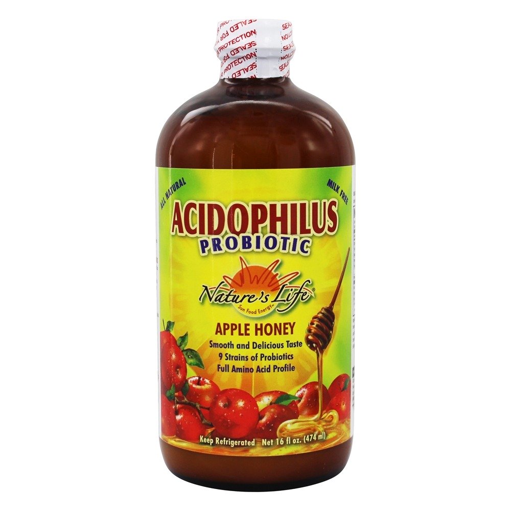 Acidophilus Líquido Probiotic Maçã Mel - 16 fl. oz. Nature's Life