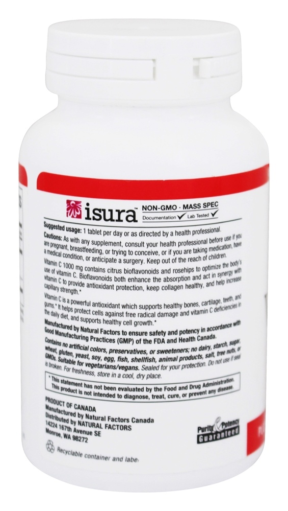 Vitamina C Plus Bioflavonóides e Rosa Mosqueta 1000 mg. - 90 Tablets Natural Factors - Imagem 3