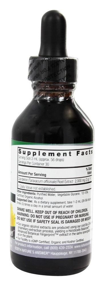 Álcool orgânico da raiz do dente-de-leão - 2 fl. oz. Nature's Answer - Imagem 2