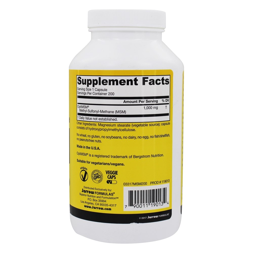 Enxofre MSM 1000 mg. - Cápsulas 200 Jarrow Formulas - Imagem 2