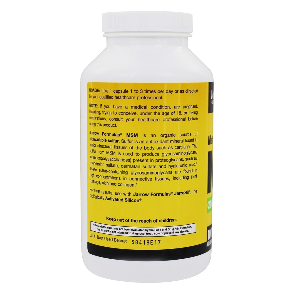Enxofre MSM 1000 mg. - Cápsulas 200 Jarrow Formulas - Imagem 3