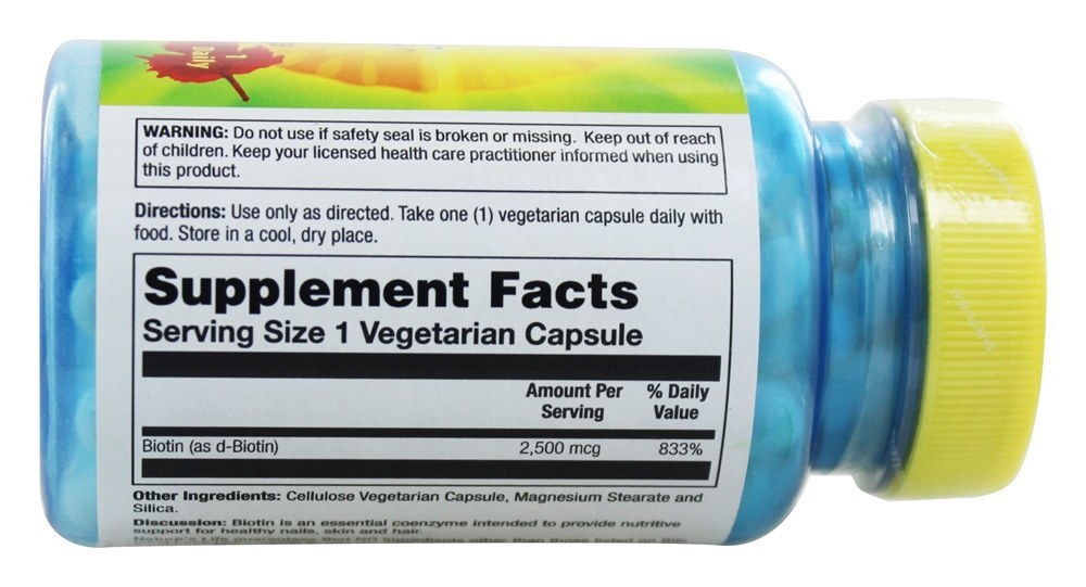 Coenzima Essencial da Biotina 2500 mcg. - Cápsulas vegetarianas 100 Nature's Life - Imagem 2