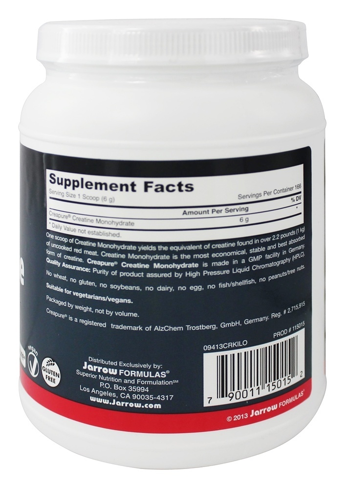 Quilo de monohidrato de creatina - 2.2 lbs. Jarrow Formulas - Imagem 2