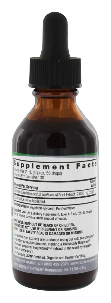 Eleuthero Eleutherococcus Senticocus - 2 fl. oz. Nature's Answer - Imagem 2