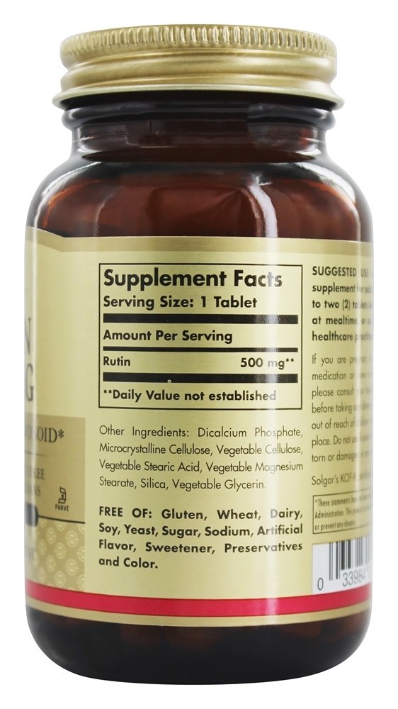 Rutina Bioflavonóide Protetor 500 mg. - 100 Tablets Solgar - Imagem 2
