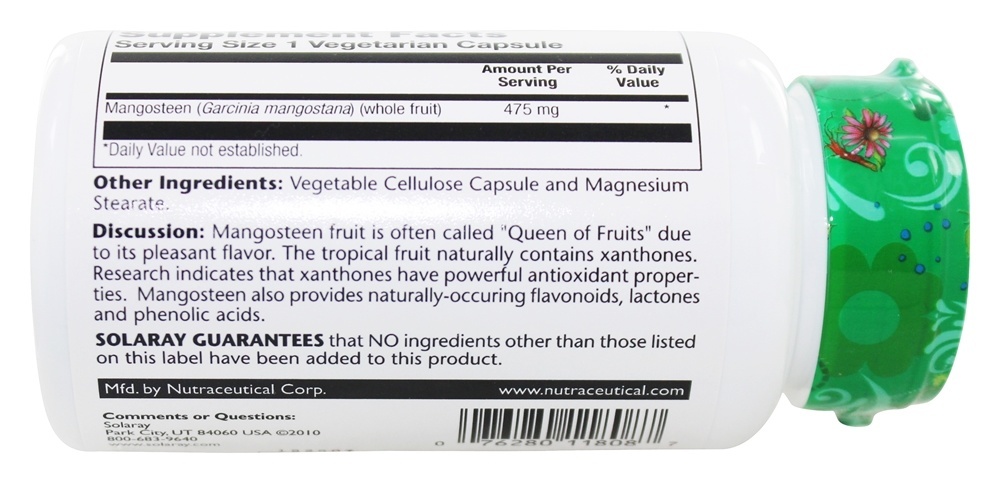 Mangostão 475 mg. - Cápsulas vegetarianas 100 Solaray - Imagem 2