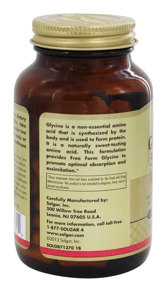 Forma Livre de Glicina 500 mg. - Cápsulas vegetarianas 100 Solgar - Imagem 4