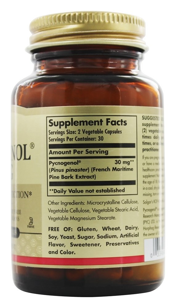 Pycnogenol 30 mg. - Cápsulas vegetarianas 60 Solgar - Imagem 2