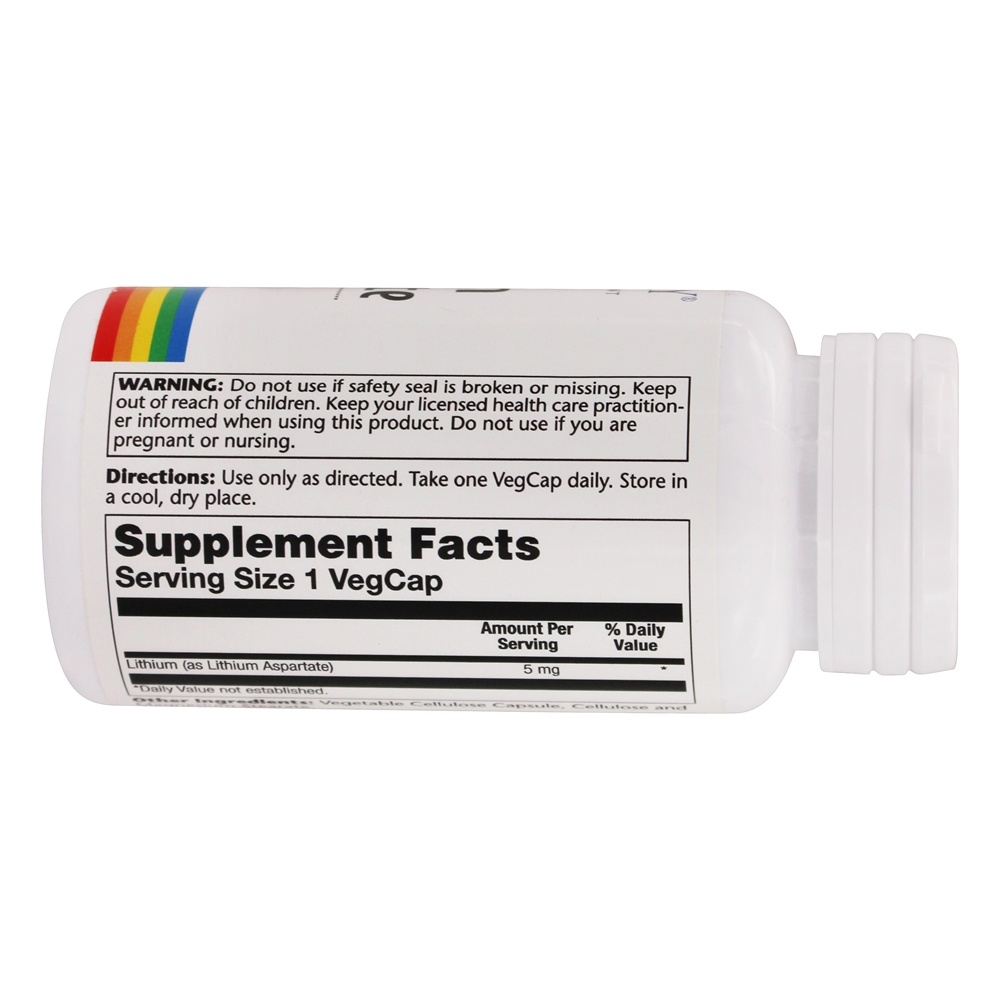 Aspartato de Lítio 5 mg. - Cápsulas 100 Solaray - Imagem 2