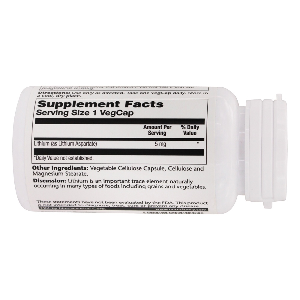 Aspartato de Lítio 5 mg. - Cápsulas 100 Solaray - Imagem 3