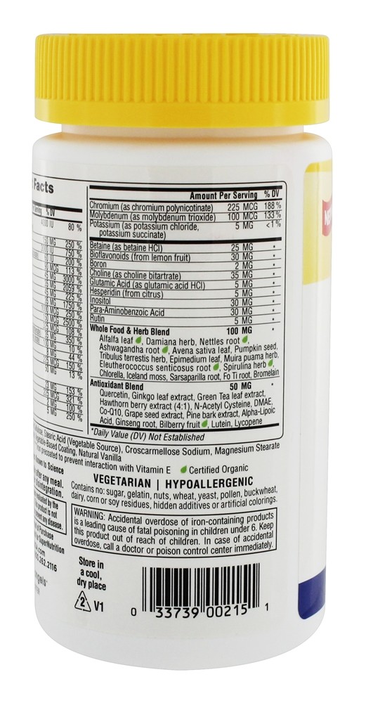 Simplesmente um multivitaminas do poder triplicar-se dos homens ferro livre - 90 Tablet (s) Super Nutrition - Imagem 3