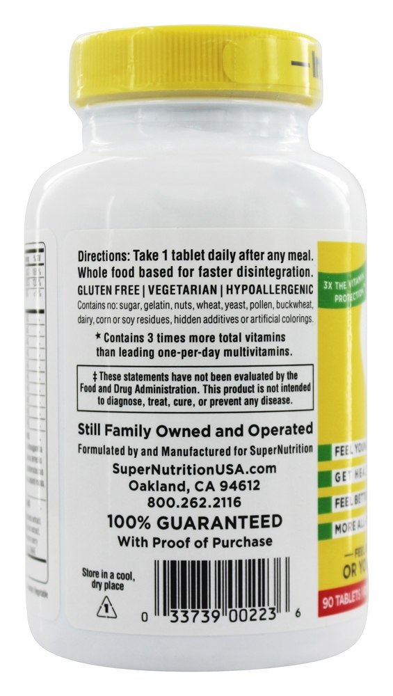 Simplesmente um multivitaminas do poder triplicar-se dos homens ferro livre - 90 Tablet (s) Super Nutrition - Imagem 4