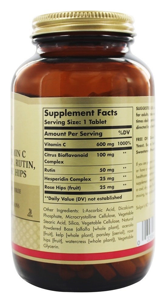 Hy-C (600 Mg Vitamina C Com 100 Mg Bioflavaoid) - 250 Tablets Solgar - Imagem 2