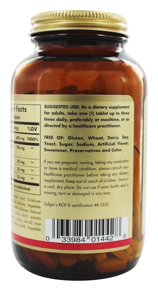 Hy-C (600 Mg Vitamina C Com 100 Mg Bioflavaoid) - 250 Tablets Solgar - Imagem 3