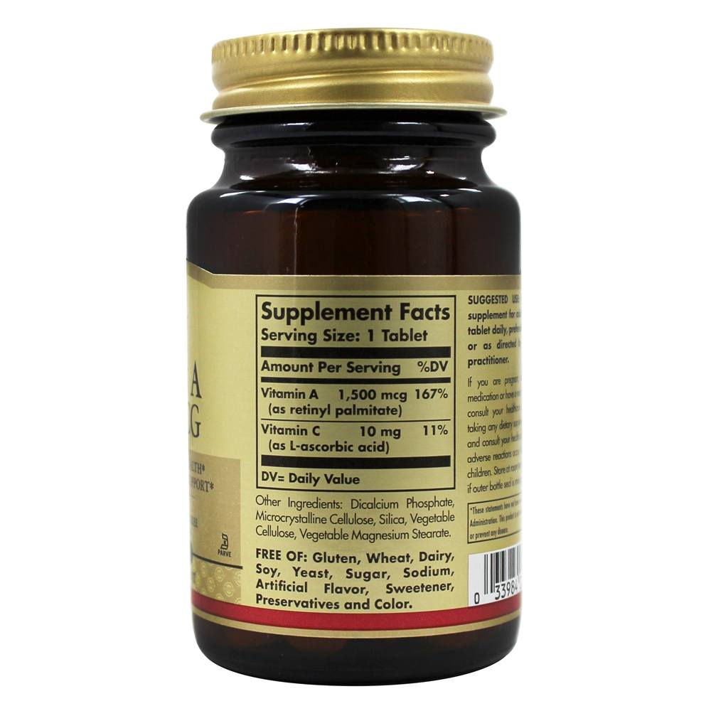 Vitamina A Seca 1500 UI - 100 Tablets Solgar - Imagem 2