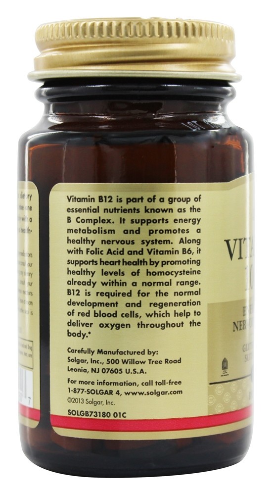 Vitamina B12 100 mcg. - 100 Tablets Solgar - Imagem 4