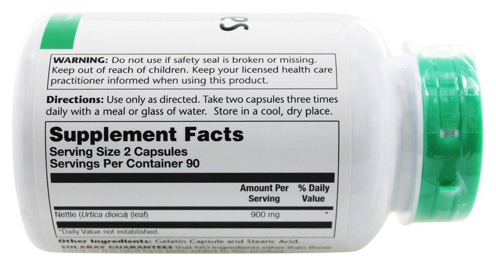 Folhas de Nettle 450 mg. - Cápsulas 180 Solaray - Imagem 2
