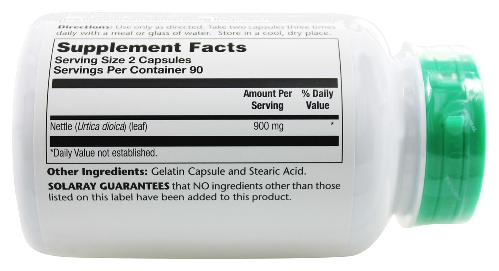 Folhas de Nettle 450 mg. - Cápsulas 180 Solaray - Imagem 3