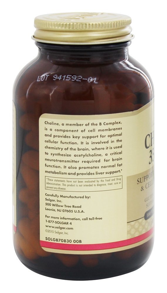Colina 350 mg. - Cápsulas vegetarianas 100 Solgar - Imagem 4